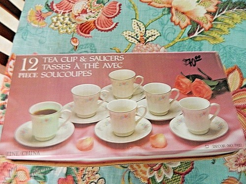 Precious Fine Bone China Tea Coffee Cup Saucer Set 6 cups & 6 saucer - Picture 1 of 10