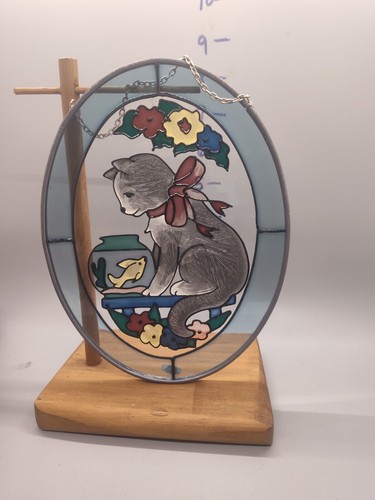 Cat Stained Glass Made In Dominican Republic - Picture 1 of 2