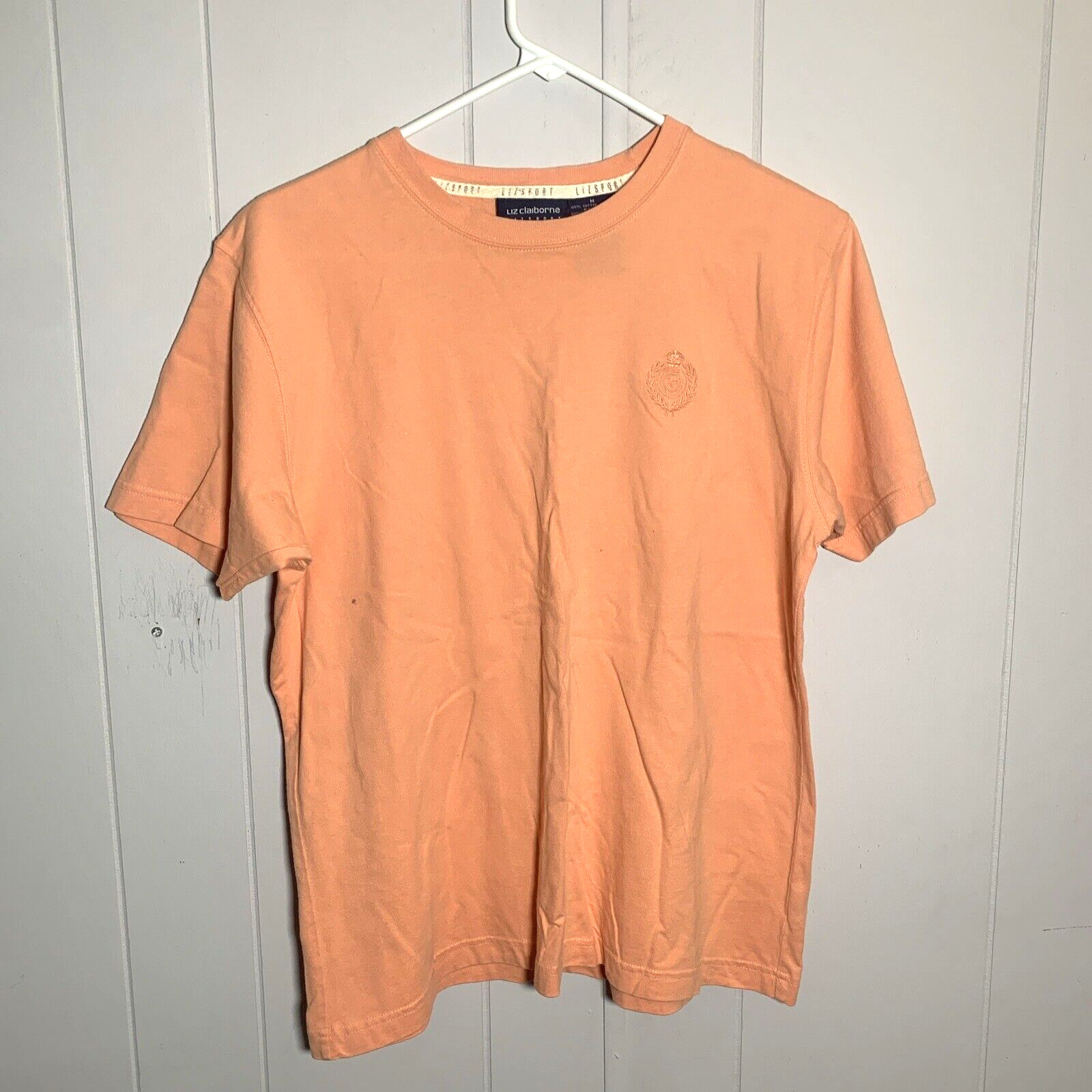 90s VTG LIZSPORT Liz Claiborne Sport Boxy M Crest Logo Plain T Shirt