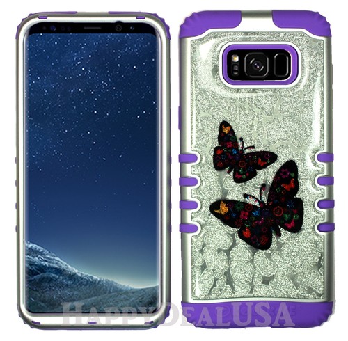 for Samsung Galaxy S8 & Plus KoolKase Hybrid Cover Case - Glitter Butterfly 56 - Picture 10 of 13