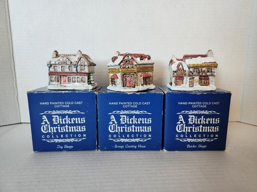 A Dickens Christmas Collection Village Toy Shoppe Butcher Shoppe Scrooge House - Picture 1 of 6