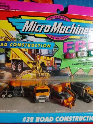 NIB ROAD CONSTRUCTION #32 MICRO MACHINES SEMI CRANE BACKHOE DUMP TRUCK CREW + 4 - Picture 4 of 6