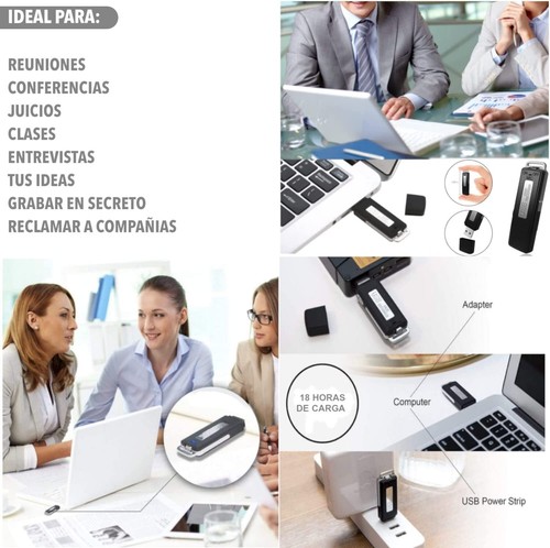 Micro Spy USB Flash Drive Recorder Dictaphone 8GB Internal Discrete Compact Black - Picture 6 of 8