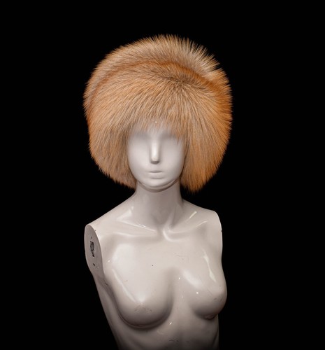 Gold Fox Fur Ladies Fancy Handmade Beanie Beret Bubble Style Hat + Tail - Picture 4 of 6