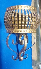 Vintage Wall Pocket home interior gold distressed finish