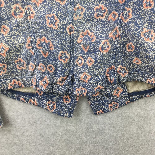 Free People Blazer Jacket Boho Womens 12 Floral Pockets Cotton Pink Blue White - Picture 14 of 19
