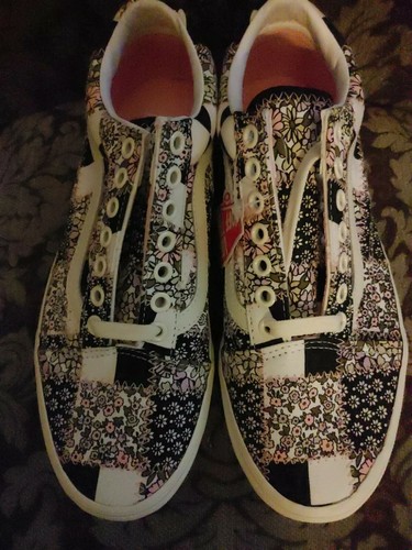 Vans Old Skool rosa schwarz Blumen Schachbrett Patchwork HERREN 6,5/DAMEN 8 neu mit Etikett - Bild 5 von 9