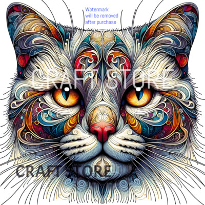 Cat Portrait Digital Artwork (Image, Picture, Wallpaper, Background) Digital AI