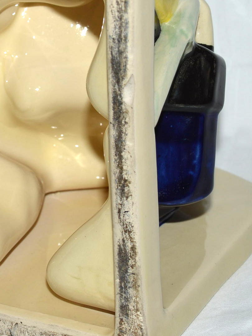 ANTICA SCULTURA CERAMICA MAIOLICA Quimper HB-Henriot DONNA BRETONE FERMALIBRI - Foto 11 di 12