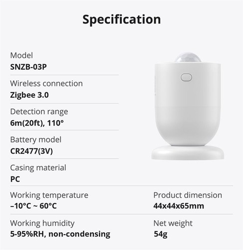 1PC SONOFF Zigbee Human Presence Sensor SNZB-03P Smart Scenes Motion Detector - Picture 2 of 15