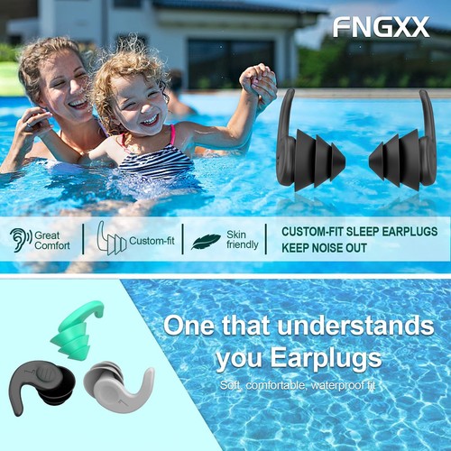 Swimming Ear Plugs 3 Pairs Waterproof Reusable Silicone Swim Earplugs for Swi... - Picture 7 of 8