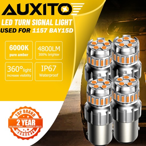 4X AUXITO 1157 Amber yellow LED Turn Signal Parking Light Bulb Error Free - Picture 1 of 11