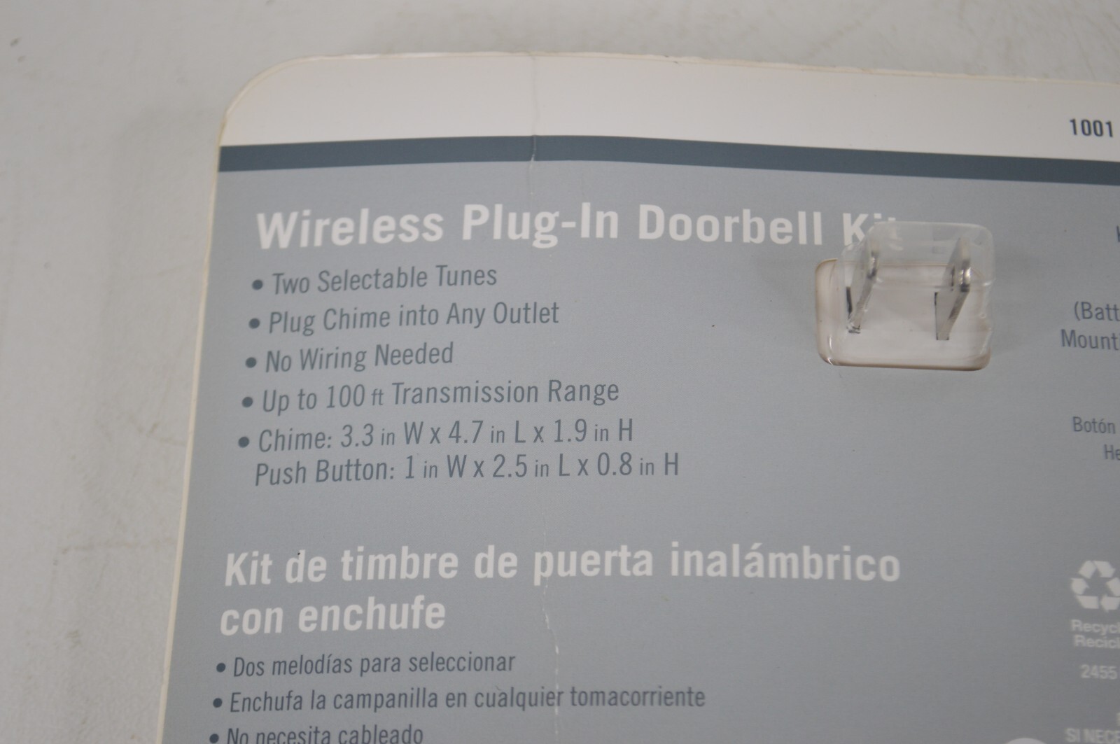Home Depot Wireless PlugIn Doorbell Kit w/ Button 1001 406 888 NEW