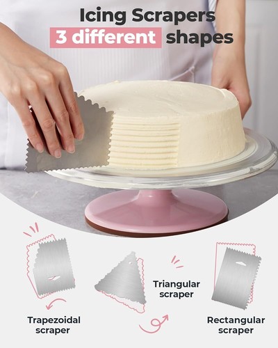 Aluminum Alloy Revolving Cake Stand, Cake Decorating Kit with 12" Cake Turntable - Picture 4 of 12