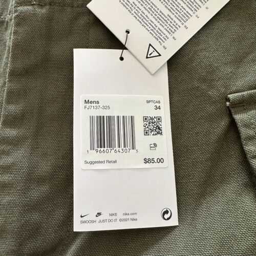 Nike Life Woven P44 Cargo Shorts Army Green FJ7137-325 Men's Size 34 - Picture 3 of 7