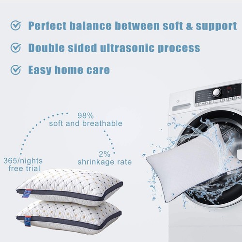 2PCS/Pack Hotel Quality Pillows Checked Ultra Plush Home Bed Standard Pillows AU - Picture 12 of 12
