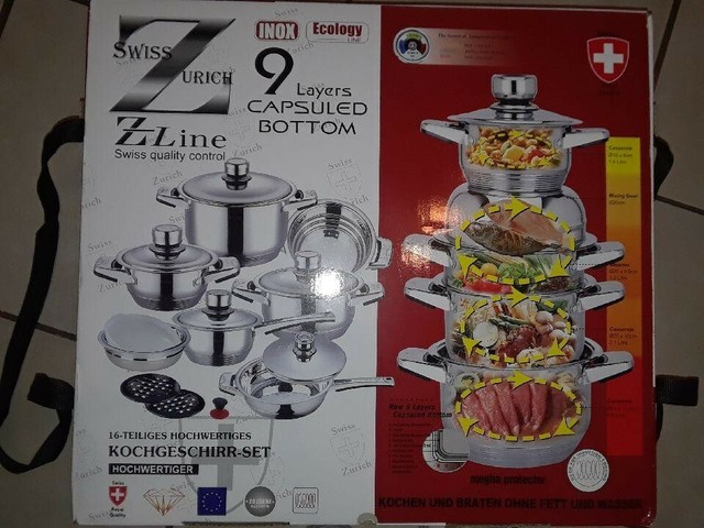 Swiss Zurich Z Line 16 Pc Induction Cookware Set 8 Layers Capsuled
