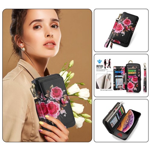 Google Pixel 6 Pro Detachable Case Flower Lady Bag multifunction Zipper Wallet - Picture 7 of 74