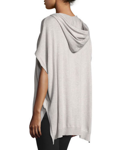 ATM Anthony Thomas Mellilo Kapuzen Poncho Pullover Half Zip Heizung grau XS/S Neu mit Etikett - Bild 6 von 8