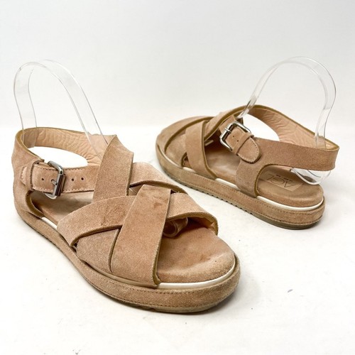 AGL Blush Pink Genuine Suede Leather Chunky Strappy Buckle Open Toe Sandals Sz 8 - Picture 5 of 10
