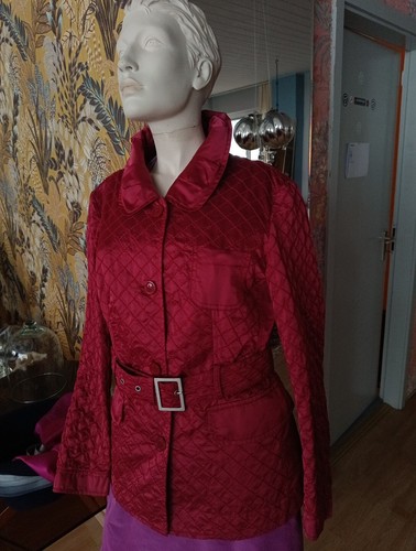 Damen Frühlings Jacke Rot metallic BIBA 42 leuchtend wie neu Gürtel Taschen - Bild 9 von 15
