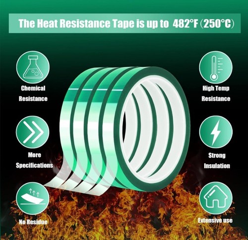 20 rolls Heat resistant Tapes sublimation Press Transfer Thermal GREEN 4mm x 30m - Picture 4 of 12