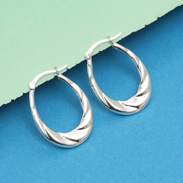 925 Sterling Silver Jewelry Shrimp Classic Light Weight Earrings for Women 25MM 925 Sterling Silver Jewelry Shrimp Classic Light Weight Earrings for Women 25MM