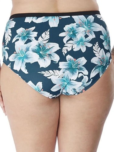 Elomi Island Lily Bikini Brief Size 18 Blue Floral Mid Rise Swimwear Bottom 7225 - Picture 7 of 12