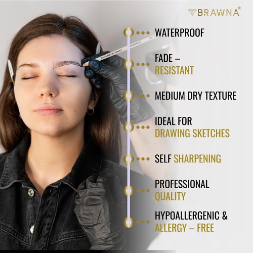 6  Brow Wax Peel Off Pencil with Sharpener - Waterproof Mapping Pencil - Brown - Picture 3 of 7