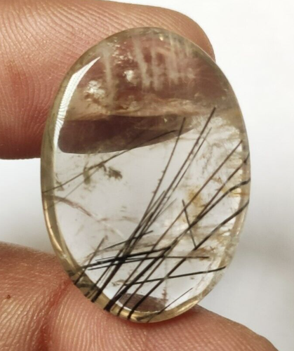 Natural 34.00 Ct. Black Rutile Quartz Oval Loose Gemstone for Ring & Pendant - Picture 4 of 4
