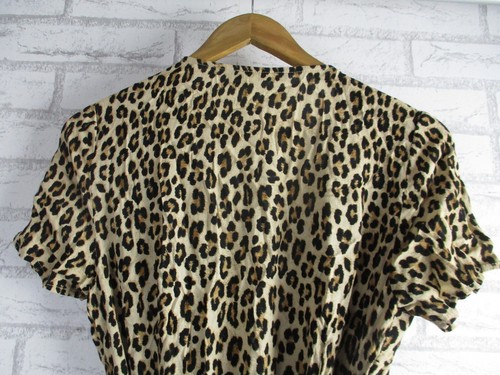 Sportsgirl womens wrap dress brown black leopard print 10 short sleeve - Picture 8 of 10