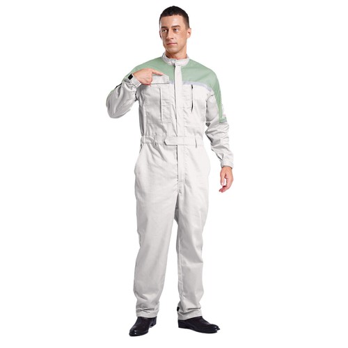 Mens Jumpsuit Stand Collar Bodysuit Gas Station Uniform Straps Coveralls Pants - Picture 34 of 60