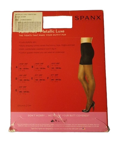NEU SPANX Gr.A 36 TIGHT END TIGHTS SHAPING STRUMPFHOSE BLACK SILVER METALLIC - Bild 2 von 2