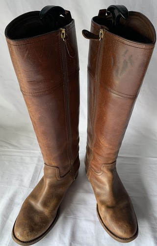 Tory Burch brown Leather Knee High Zip-Up Riding Boots 7M D13 - Picture 10 of 17