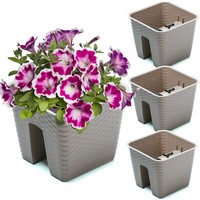3 X Balkonkiste 8,5 L Blumenkasten GeläNderkasten 27,2 X 27,2 Cm H 22,5 Cm Mokka