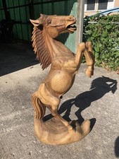 huge wood carved horse amazing detail look rare 42"