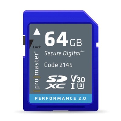 Promaster 64GB SDHC UHS-1 Speed U1 V10 Video Memory Card (Performance 2.0)