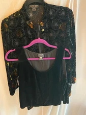 CitrOn Santa Monica Collection Black Velvet Burnout Butterfly Design Jacket PM