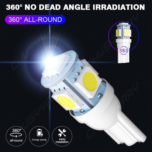 10PCS Wholesale T10 194 168 2825 5 x 5050 SMD LED White Car Lights Lamp Bulb - Bild 2 von 14