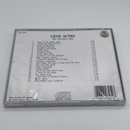 His Greatest Hits by Gene Autry (CD, Sep-1990, Legacy) Sealed Music New - Imagen 3 de 3
