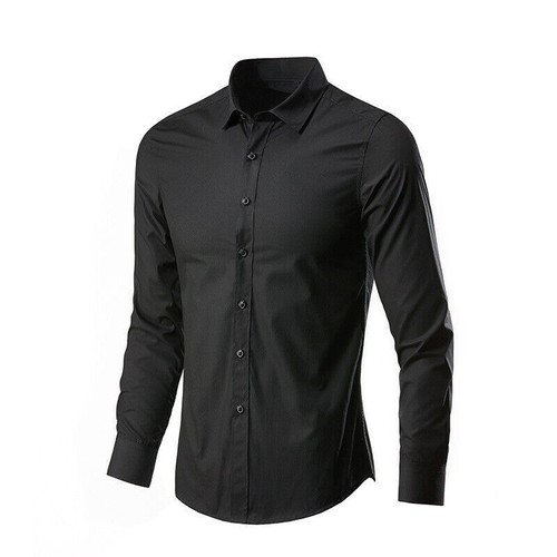 Herren formelle einfache Büro Button Down T-Shirts Langarm Business Freizeit Tops - Bild 13 von 18