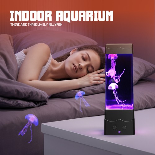 LED Quallen Lampe Lava Lampe Aquarium Nachtlicht Stimmungslicht Tischlamp Deko - Bild 3 von 15