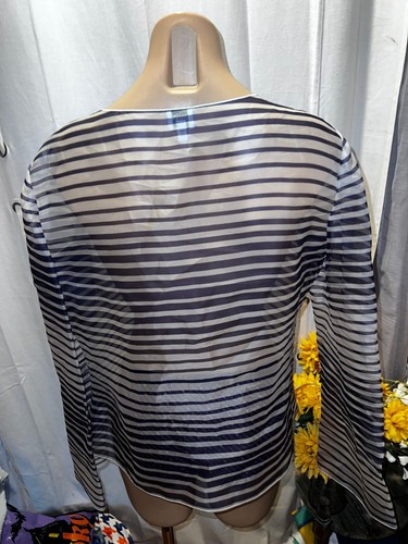 Armani Collezioni transparente Seide gestreift zweireihig Top Shirt Größe 12 wunderschön! - Bild 5 von 10