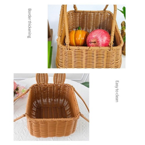 PP Rattan Hand-Woven Carrying Basket Brown Craft Storage Basket Pantry - Picture 5 of 9