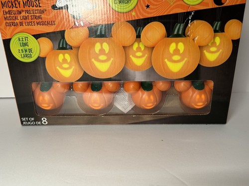 Disney Halloween Mickey Mouse Orange Pumpkin Musical String Lights New in Box - Picture 2 of 4
