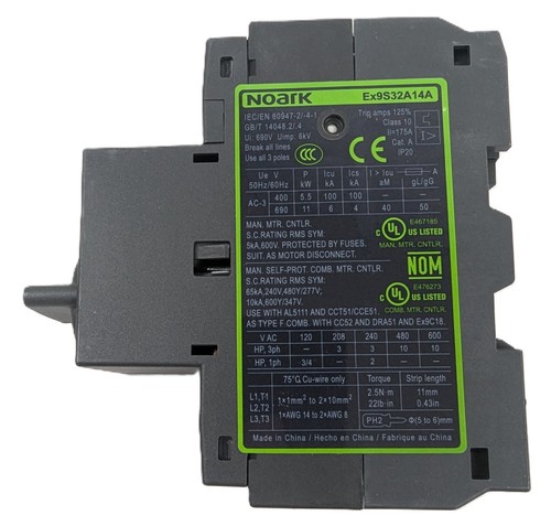 NOARK Ex9S32A14A Manual Motor Starter 9-14A Thermal Magnetic Rotary Handle NEW - Picture 4 of 6