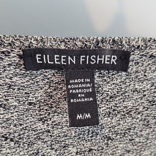 Poncho Top Eileen Fisher Lino Orgánico Algodón Negro Blanco Talla Mediana - Imagen 5 de 5
