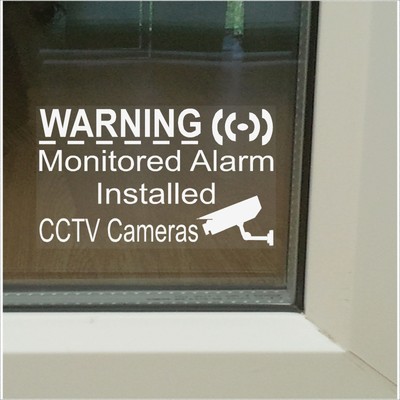 5 Monitored Alarm System Installed /& CCTV Camera Security Warning Window Sticker
