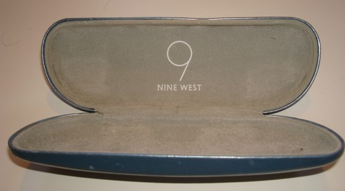 NINE WEST EYEGLASSES Case SunGlasses Cover EYE GLASSES BLUE HARD HINGED SHELL - Picture 3 of 3