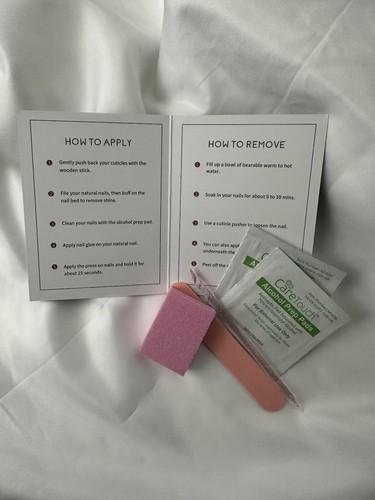 Handmade 10 Custom Press- On Nails Installation Kit “Hearts” Sz Sm #617 - Picture 4 of 5